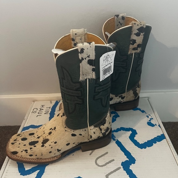 Tin Haul Shoes Tim Haul Womens Shaggy Cow Hide Square Toed Cowboy